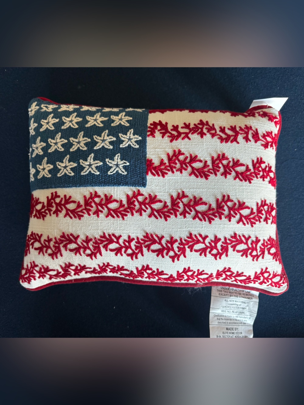 Patriotic Starfish & coral Embroidered Throw Pillow-Red,White & Blue🇺🇸 fun decor